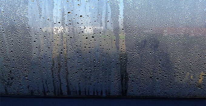 Condensation on glass window pane