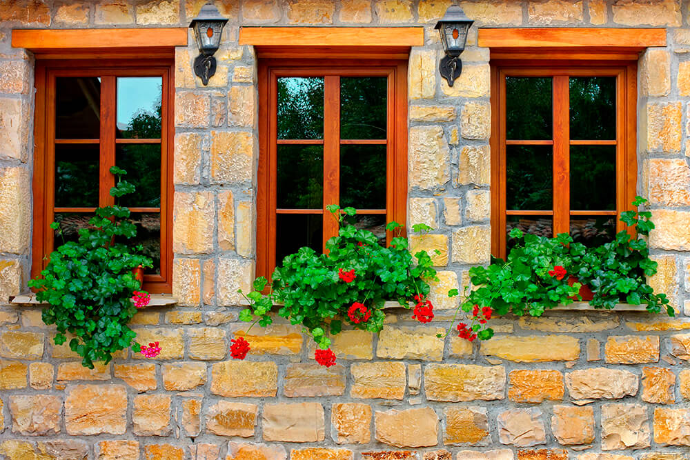 Three wooden windows