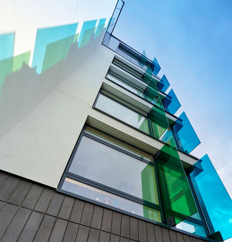 University building with coloured glass