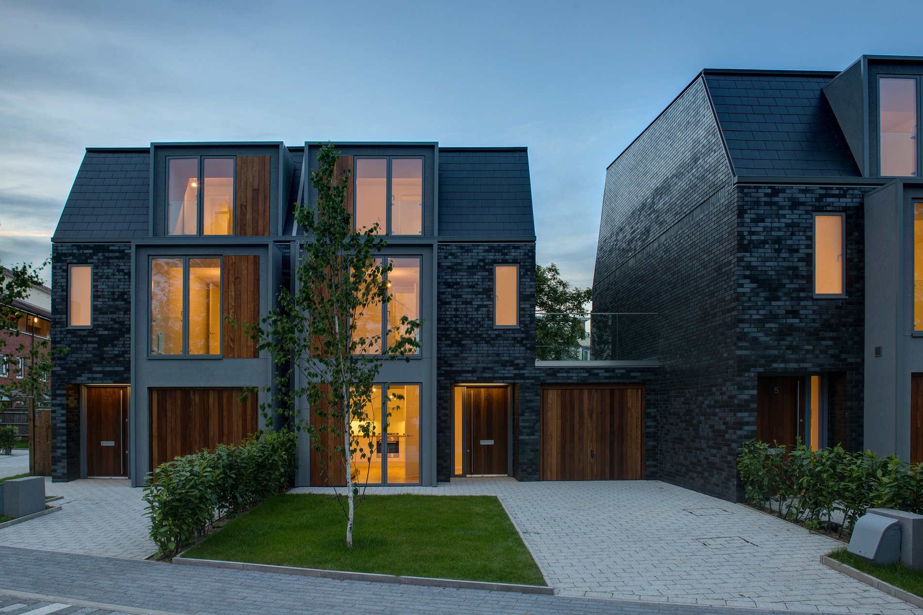 Contemporary designed house with windows with thick frames